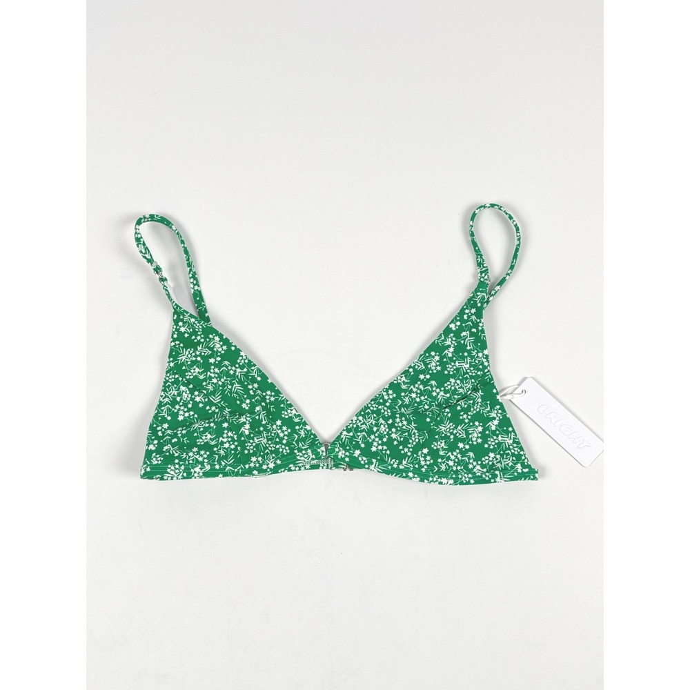 Bright Swimwear Fiona Bikini Bralette Top Peppermint Green Floral Size Medium